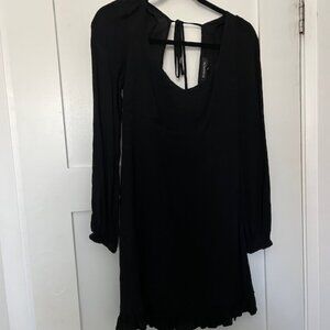 Black Long Sleeve Dress with Back Tie Detail